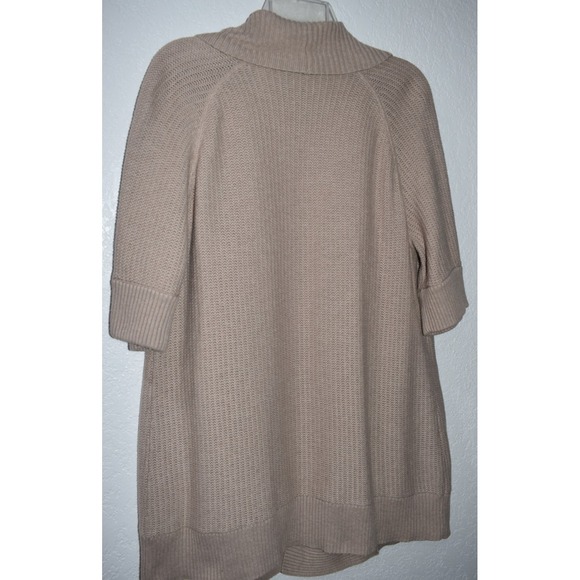 Chicos Cardigan 3/XL Open Front Short Sleeve Knit Sweater Tan Natural Lagenlook - Picture 3 of 16